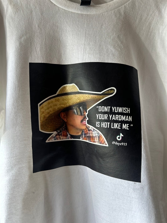 WHITE SHIRT WITH BLACK YARDMAN LOGO